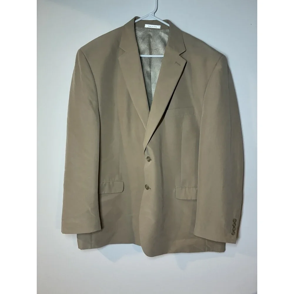 Men's Chaps BEIGE / TAN Suit Jacket 2 Button Blazer Sport Coat Size 48R Light